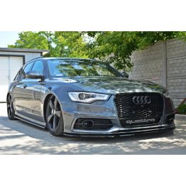 Накладка сплиттер на передний бампер вариант 2 на Audi A6 C7 S-Line